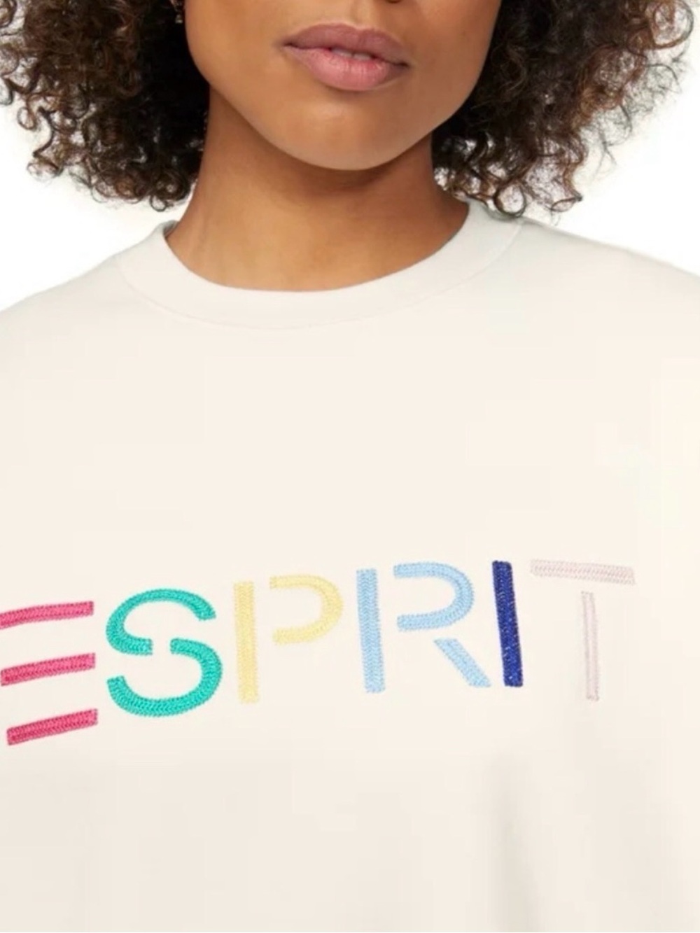 Esprit Women's Logo Vintage White Cream Viral 80s 90s Crew Neck Size Medium NWT